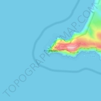 Topografinen kartta Point Reyes, korkeus, helpotus
