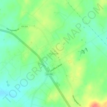 Topografinen kartta McDade, korkeus, helpotus