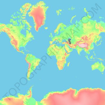 Topografinen kartta Pohjoisnapa, korkeus, helpotus