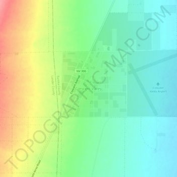Topografinen kartta Crescent Valley, korkeus, helpotus