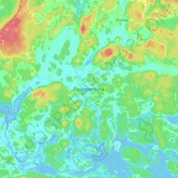 Topografinen kartta Snappertuna, korkeus, helpotus