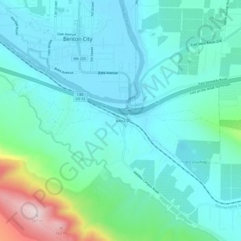 Topografinen kartta Kiona, korkeus, helpotus