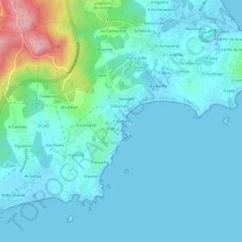 Topografinen kartta A Rochela, korkeus, helpotus