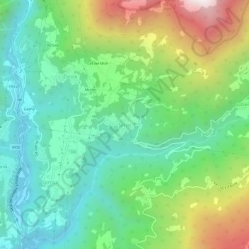 Topografinen kartta Servo, korkeus, helpotus