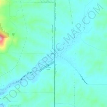 Topografinen kartta Willard, korkeus, helpotus