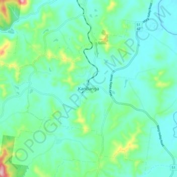 Topografinen kartta Kandanga, korkeus, helpotus