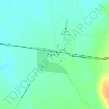 Topografinen kartta Jericho, korkeus, helpotus