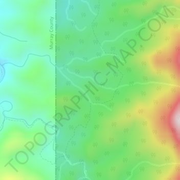 Topografinen kartta Cohutta Wildlife Management Area, korkeus, helpotus