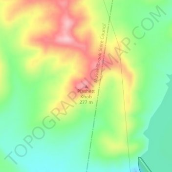 Topografinen kartta Plashett Knob, korkeus, helpotus