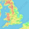 Topografinen kartta Englanti, korkeus, helpotus