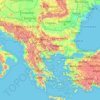 Topografinen kartta Balkan, korkeus, helpotus