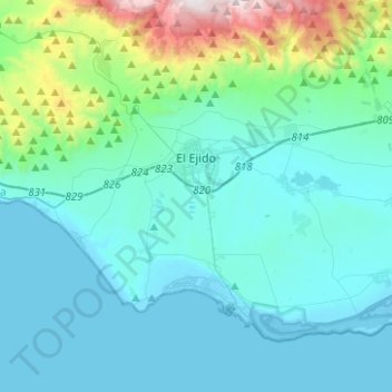 Topografinen kartta El Ejido, korkeus, helpotus