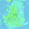 Topografinen kartta Portsea Island, korkeus, helpotus