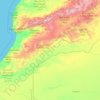 Topografinen kartta Oued Drâa ⴰⵙⵉⴼ ⵏ ⴷⵔⵄⴰ وادي درعة, korkeus, helpotus