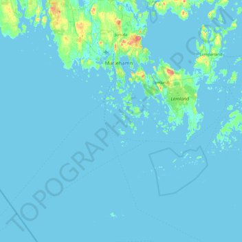 Topografinen kartta Jomala, korkeus, helpotus