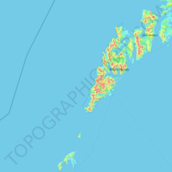 Topografinen kartta Moskenes, korkeus, helpotus