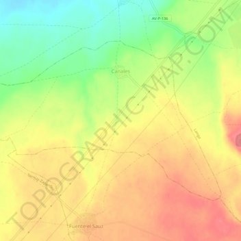 Topografinen kartta Canales, korkeus, helpotus