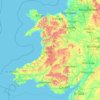 Topografinen kartta Wales, korkeus, helpotus