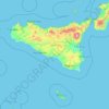 Topografinen kartta Sisilia, korkeus, helpotus