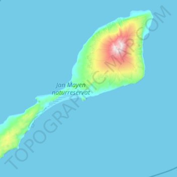 Topografinen kartta Jan Mayen, korkeus, helpotus