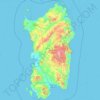 Topografinen kartta Sardinia, korkeus, helpotus