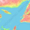 Topografinen kartta Saint Lawrencen lahti, korkeus, helpotus