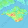 Topografinen kartta Isle of Wight, korkeus, helpotus