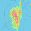 Topografinen kartta Corse, korkeus, helpotus