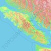 Topografinen kartta Vancouver Island, korkeus, helpotus