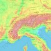 Topografinen kartta Alps, korkeus, helpotus