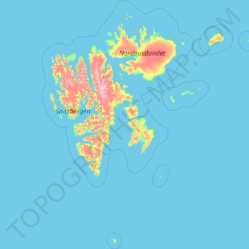 Topografinen kartta Huippuvuoret, korkeus, helpotus