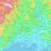 Topografinen kartta Gard, korkeus, helpotus