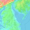 Topografinen kartta Delaware, korkeus, helpotus