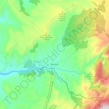 Topografinen kartta Riodeva, korkeus, helpotus