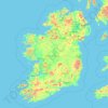 Topografinen kartta Irlanti, korkeus, helpotus