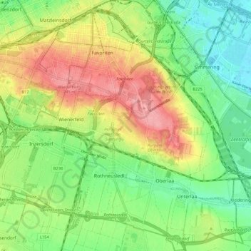 Topografinen kartta 1100, korkeus, helpotus