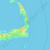 Topografinen kartta Cape Cod, korkeus, helpotus