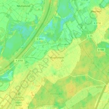Topografinen kartta 76549, korkeus, helpotus