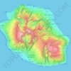 Topografinen kartta Réunion, korkeus, helpotus