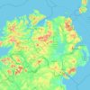 Topografinen kartta Pohjois-Irlanti, korkeus, helpotus