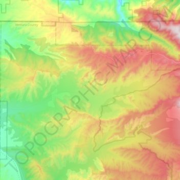 Topografinen kartta Quatal Canyon, korkeus, helpotus
