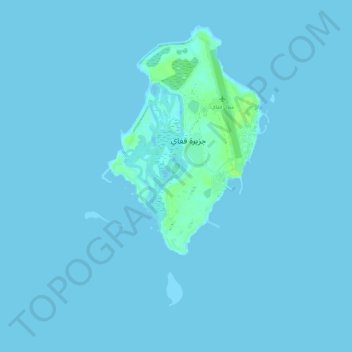 Topografinen kartta Qaffay Island, korkeus, helpotus
